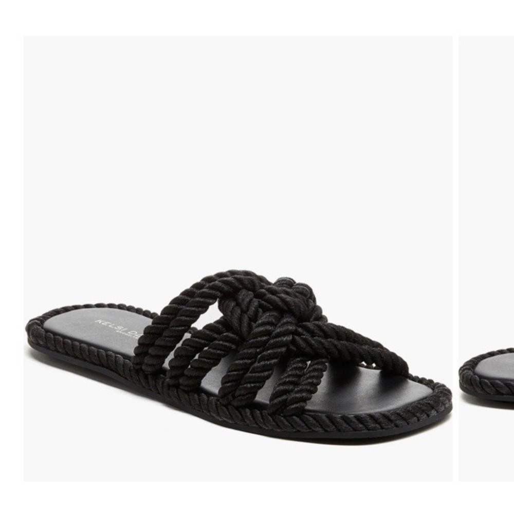 Kelsi Dagger Brooklyn Anthropologie Beachy Slide Rope Sandals US 9 Black Knot